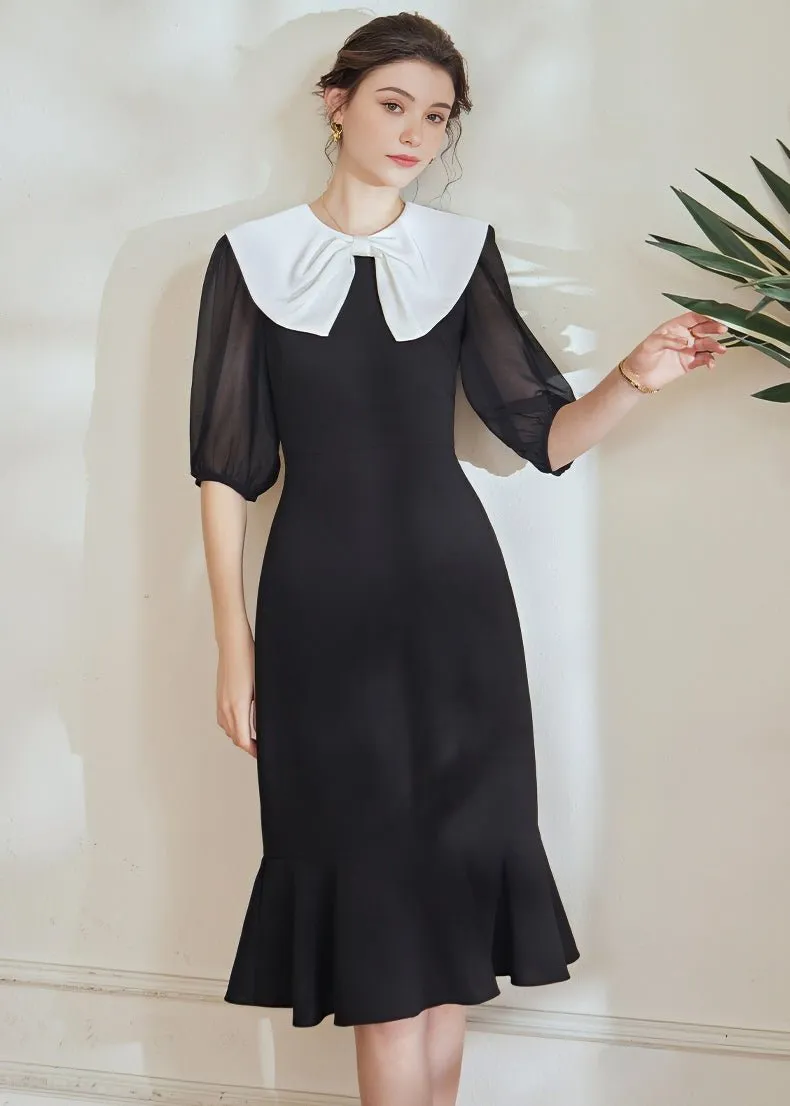 3/4 SLEEVE FISHTAIL DRESS