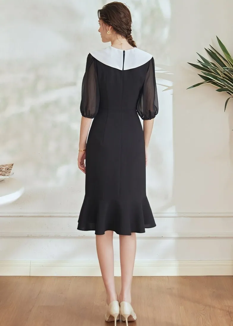 3/4 SLEEVE FISHTAIL DRESS