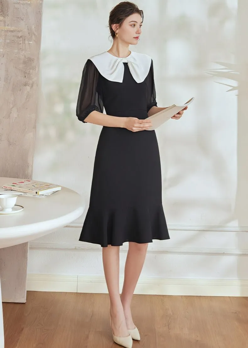 3/4 SLEEVE FISHTAIL DRESS