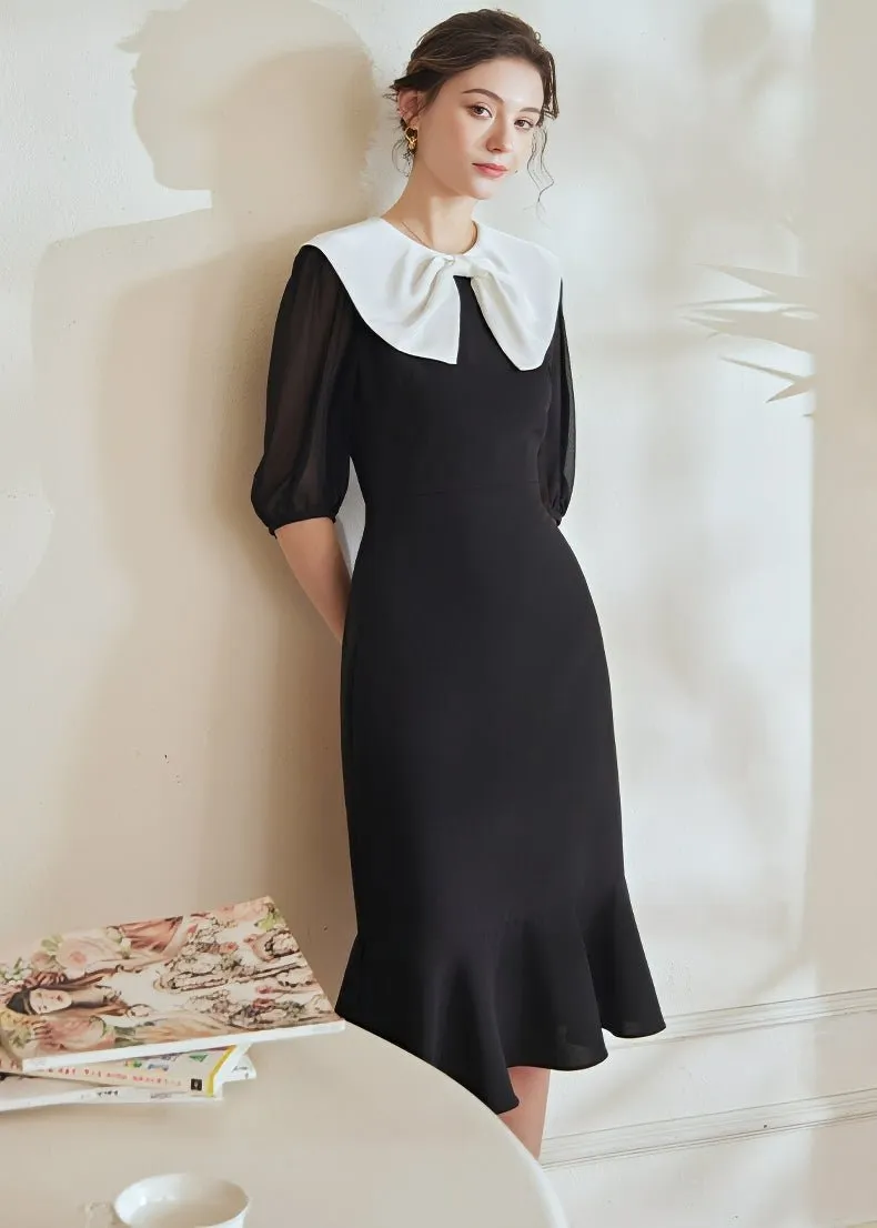 3/4 SLEEVE FISHTAIL DRESS