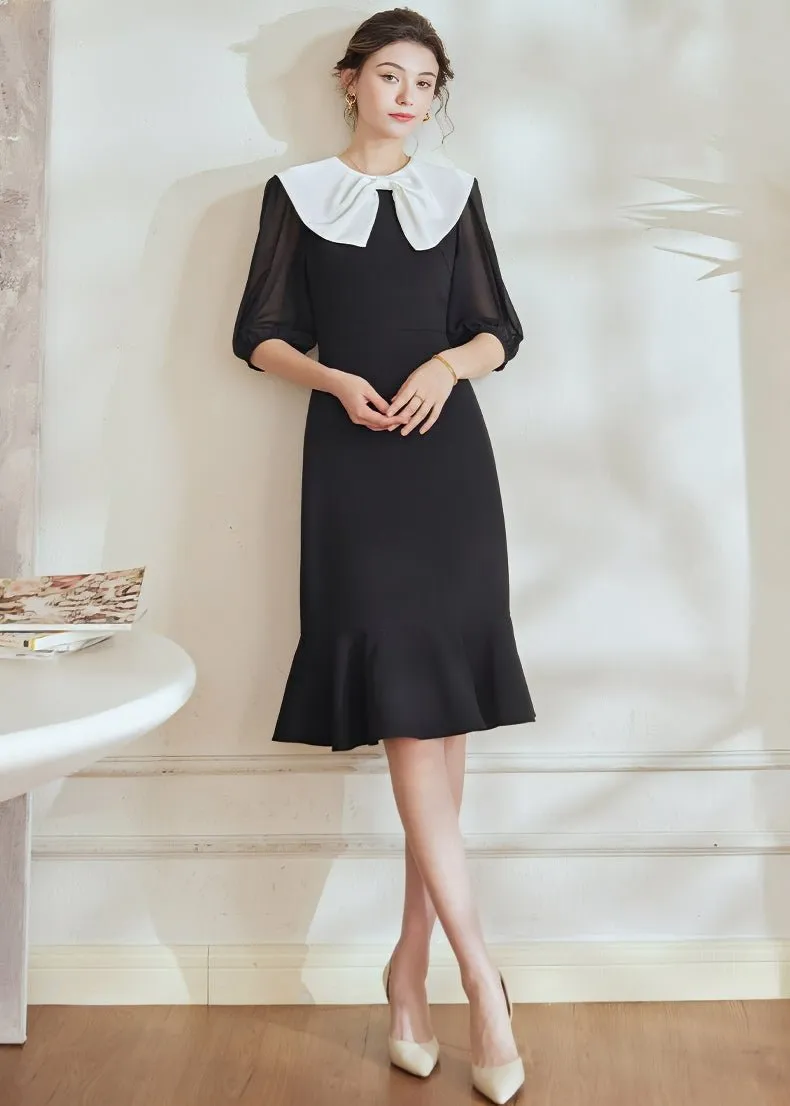 3/4 SLEEVE FISHTAIL DRESS
