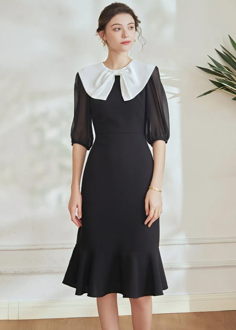 3/4 SLEEVE FISHTAIL DRESS