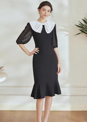 3/4 SLEEVE FISHTAIL DRESS