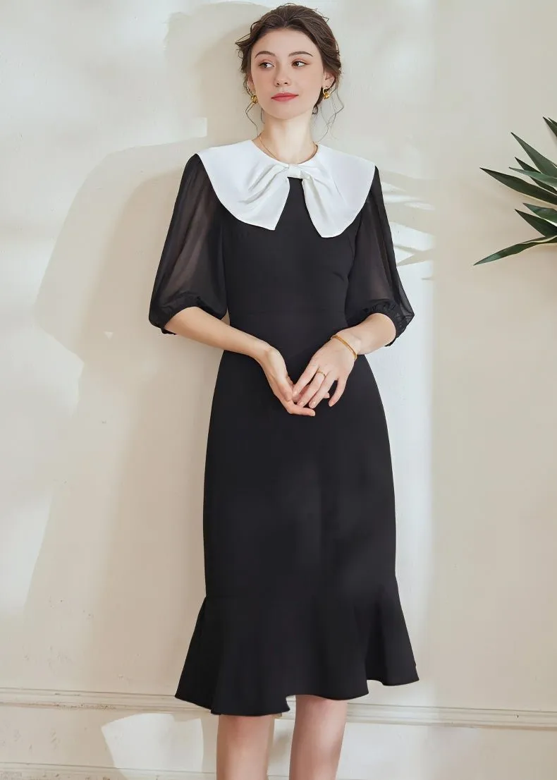 3/4 SLEEVE FISHTAIL DRESS