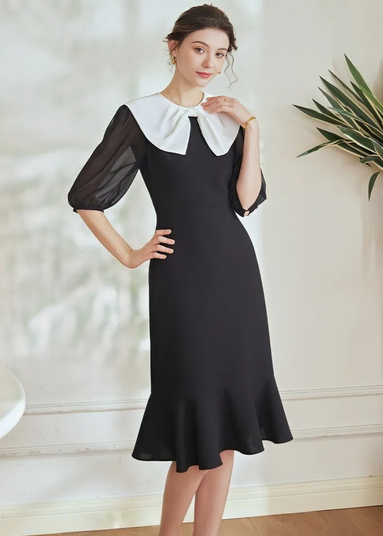 3/4 SLEEVE FISHTAIL DRESS