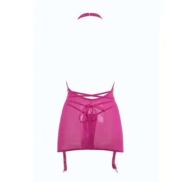 Allure 'Savannah' Sheer Mesh Garter Dress & Open Thong