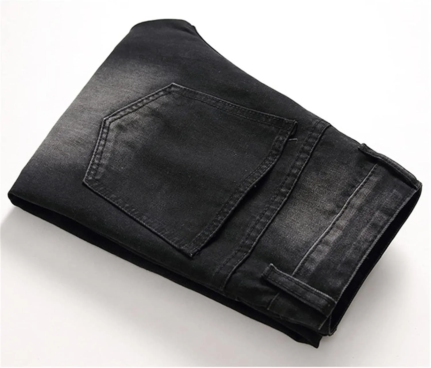 Andongnywell Mens Straight Leg Regular Fit Classic Basic Denim Jeans Classic Biker Jeans Ripped Casual Pants