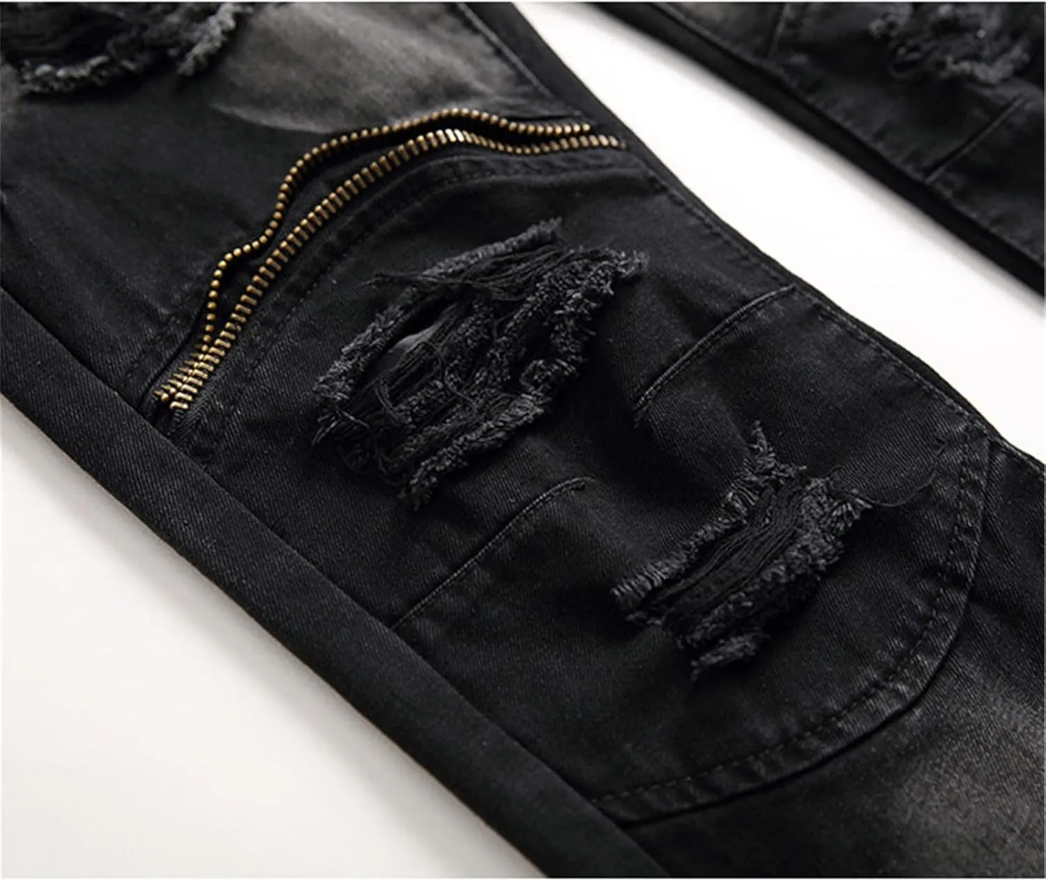 Andongnywell Mens Straight Leg Regular Fit Classic Basic Denim Jeans Classic Biker Jeans Ripped Casual Pants