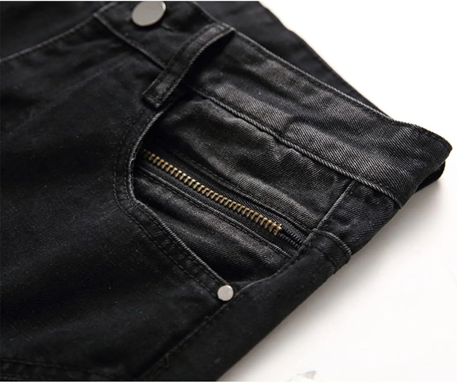 Andongnywell Mens Straight Leg Regular Fit Classic Basic Denim Jeans Classic Biker Jeans Ripped Casual Pants