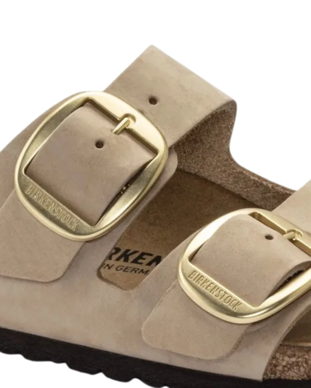 Arizona Big Buckle Nubuk Leather Sandals in Sandcastle