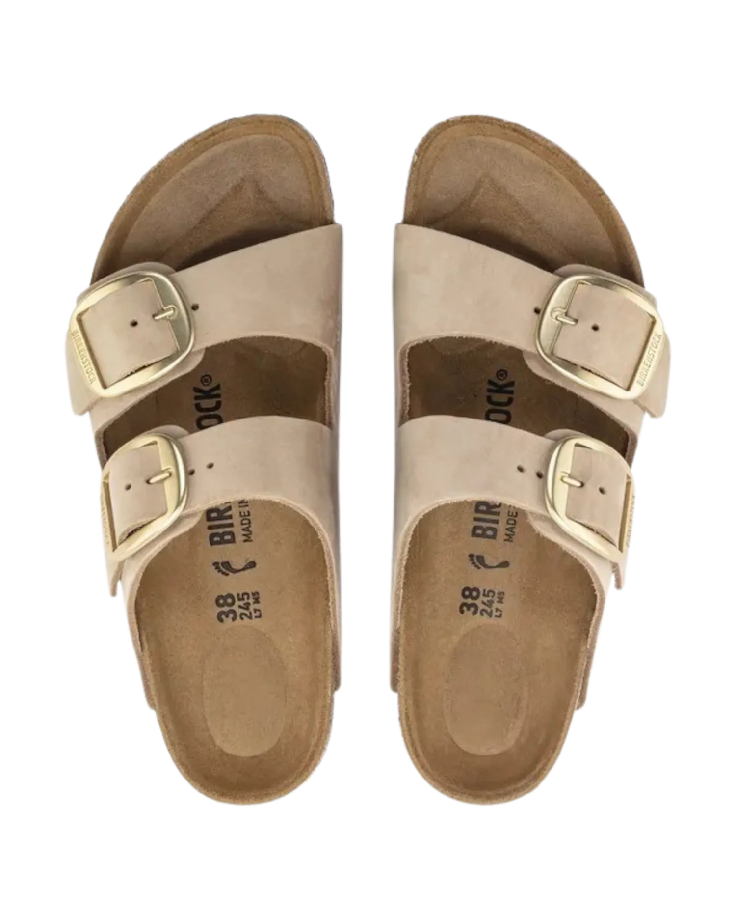 Arizona Big Buckle Nubuk Leather Sandals in Sandcastle