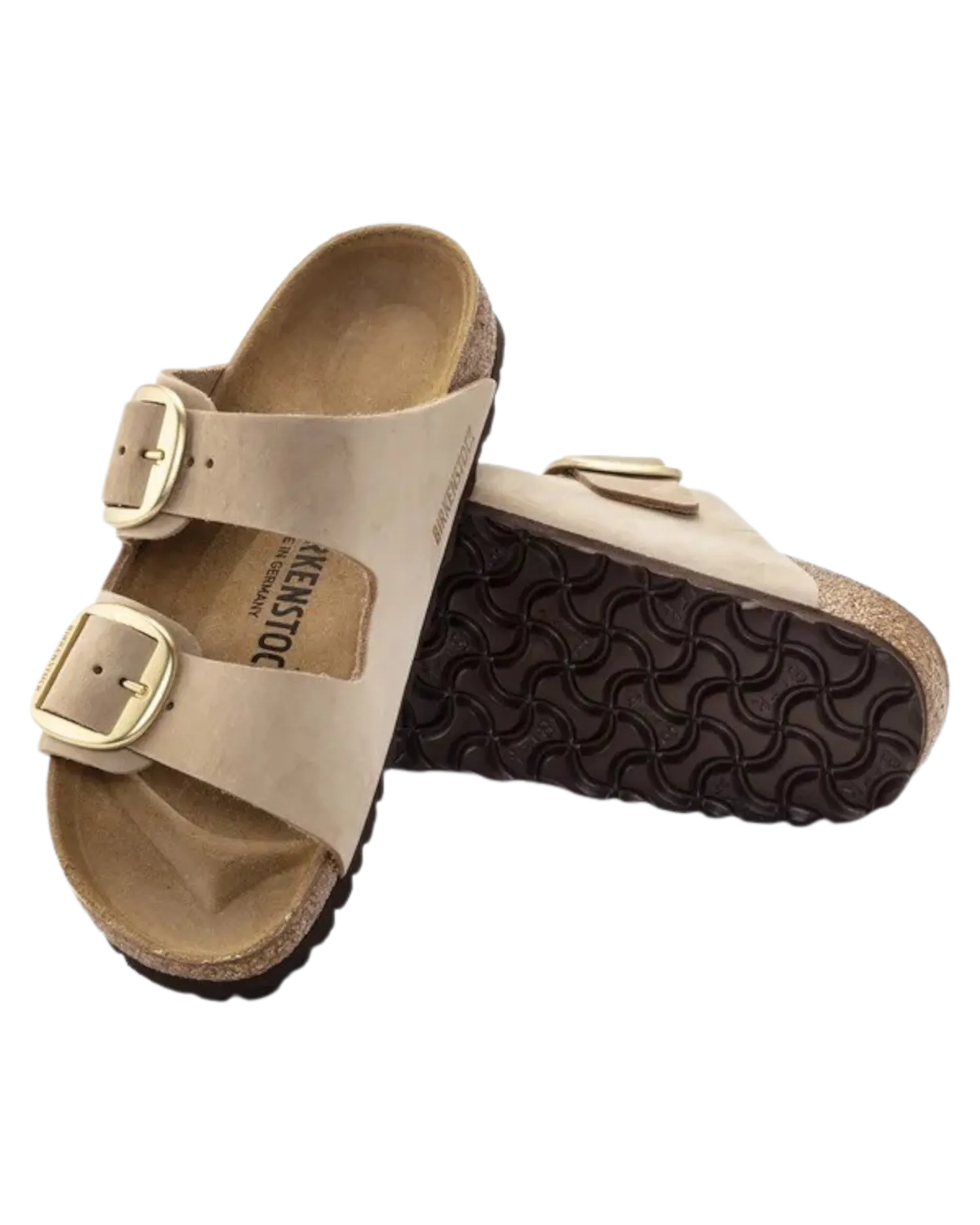 Arizona Big Buckle Nubuk Leather Sandals in Sandcastle