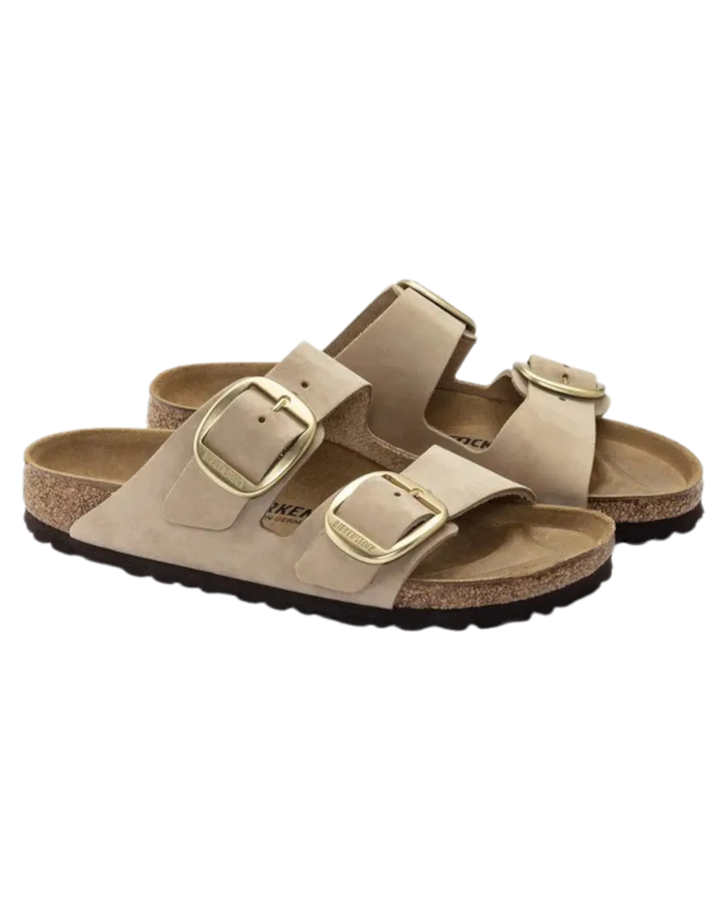Arizona Big Buckle Nubuk Leather Sandals in Sandcastle