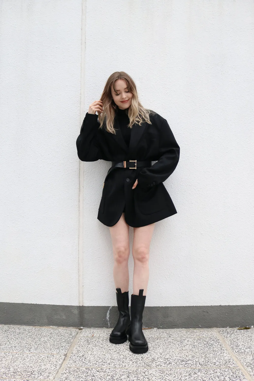 Black Oversized Wool Blazer