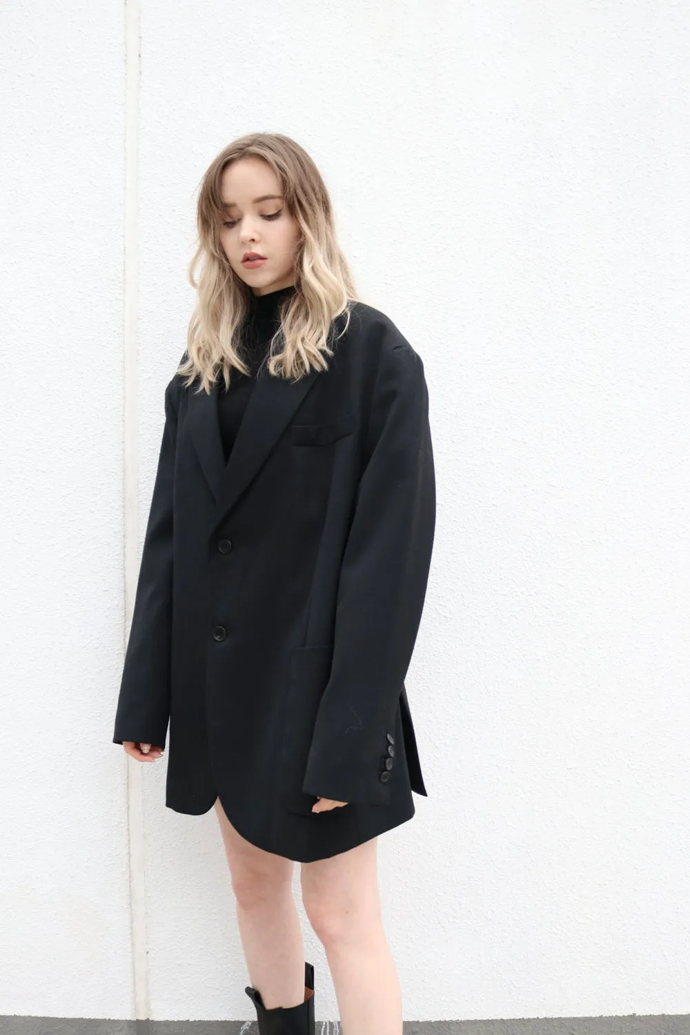 Black Oversized Wool Blazer