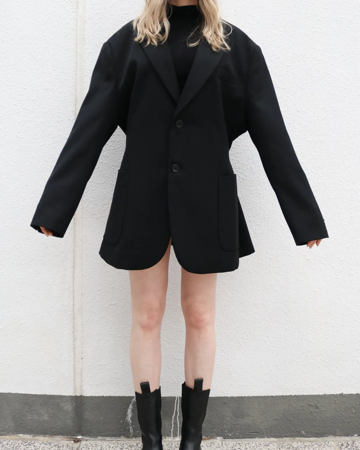 Black Oversized Wool Blazer