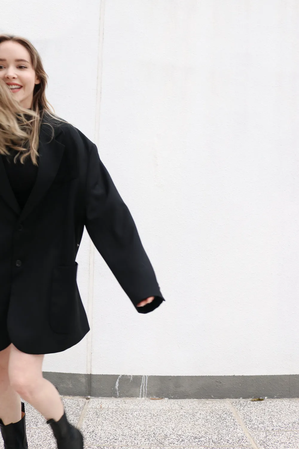 Black Oversized Wool Blazer