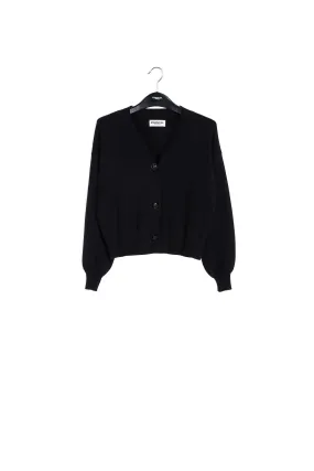 Black relaxed-fit V-neck cardigan