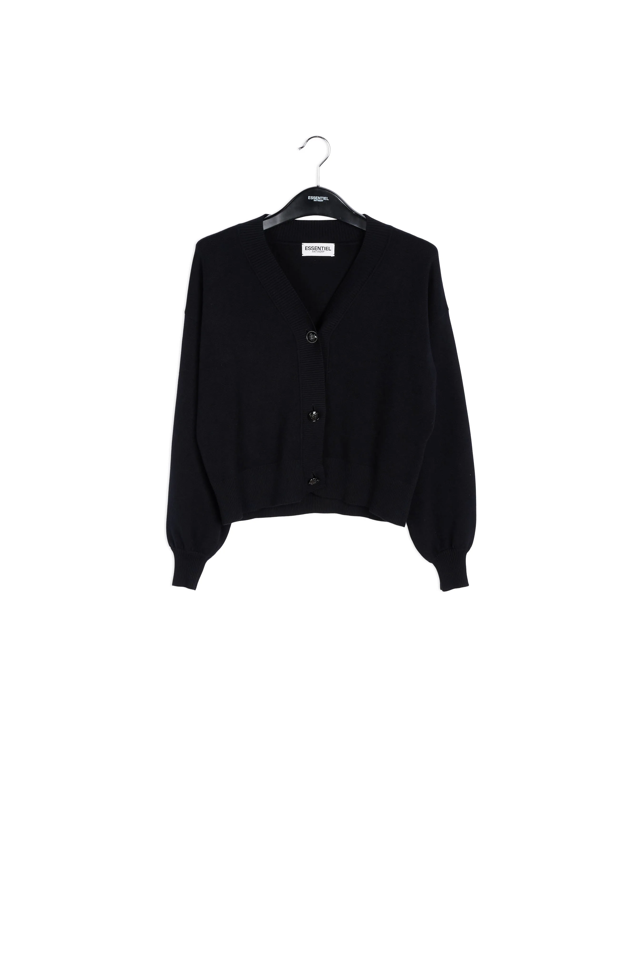 Black relaxed-fit V-neck cardigan