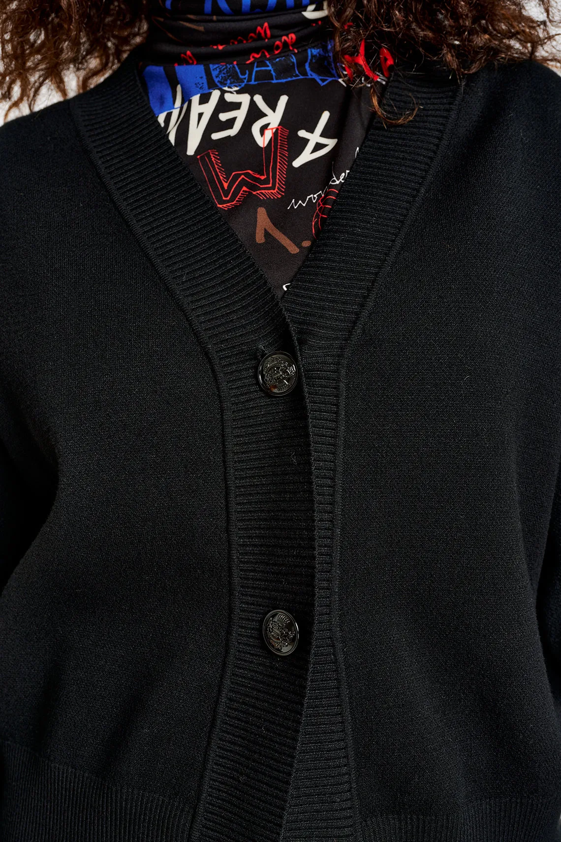 Black relaxed-fit V-neck cardigan