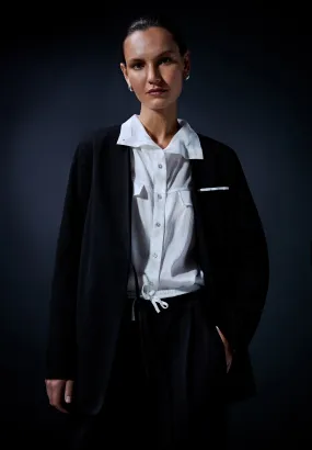 BLAZER WITH TIE AND POCKET DETAIL