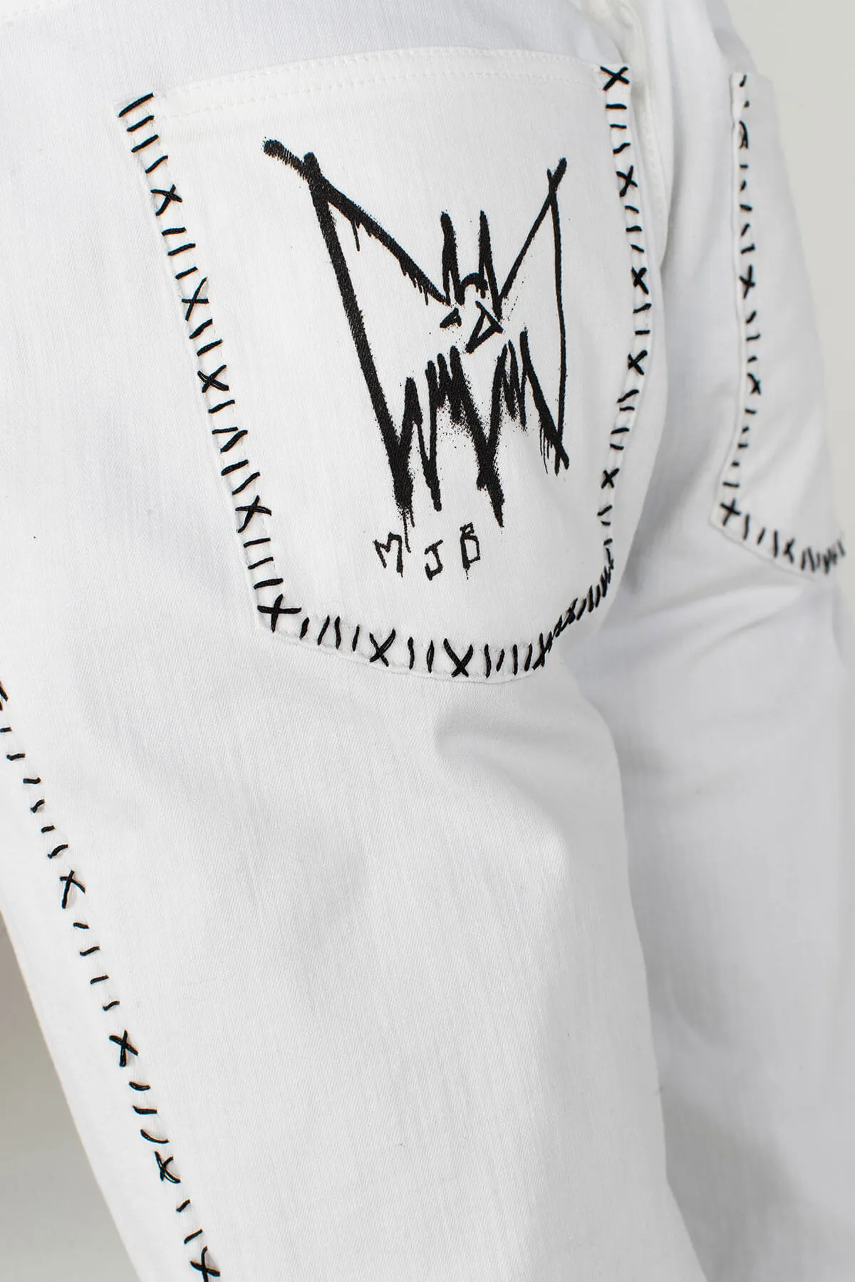 CLASSIC WHITE PUNK CRIXUS JEANS