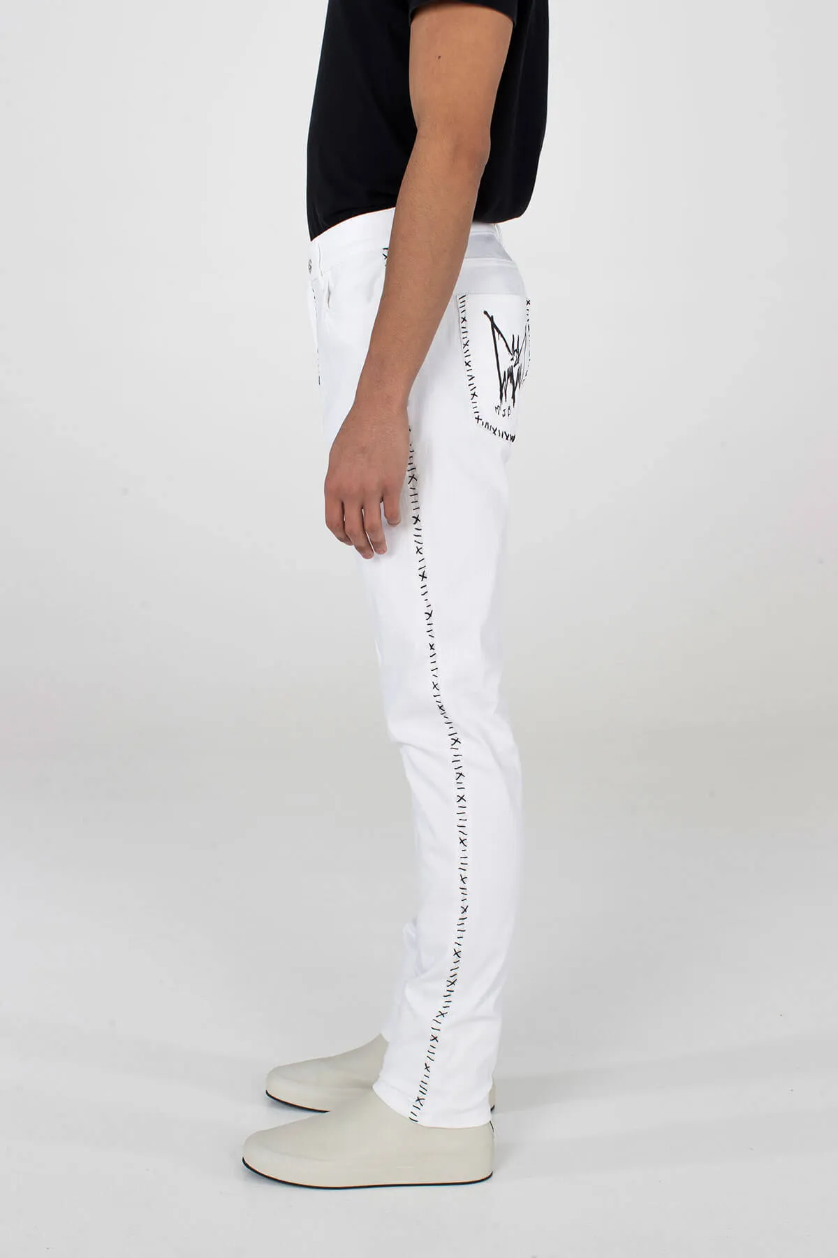 CLASSIC WHITE PUNK CRIXUS JEANS
