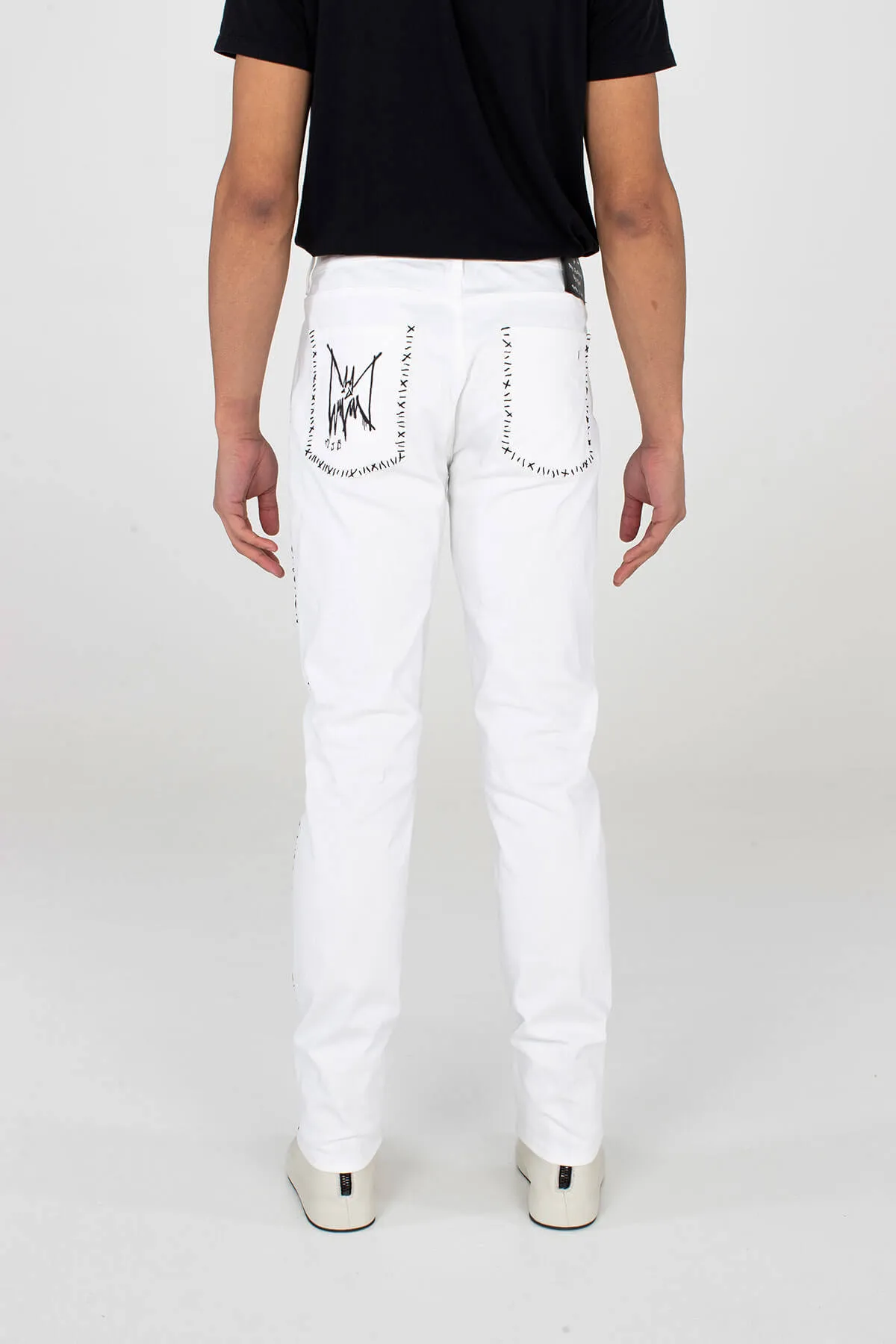 CLASSIC WHITE PUNK CRIXUS JEANS