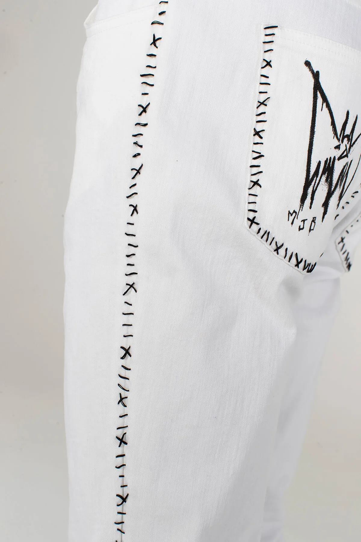 CLASSIC WHITE PUNK CRIXUS JEANS
