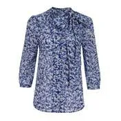 Cobalt Garden Floral Tie Neck Blouse