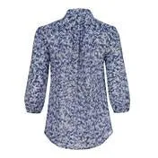 Cobalt Garden Floral Tie Neck Blouse