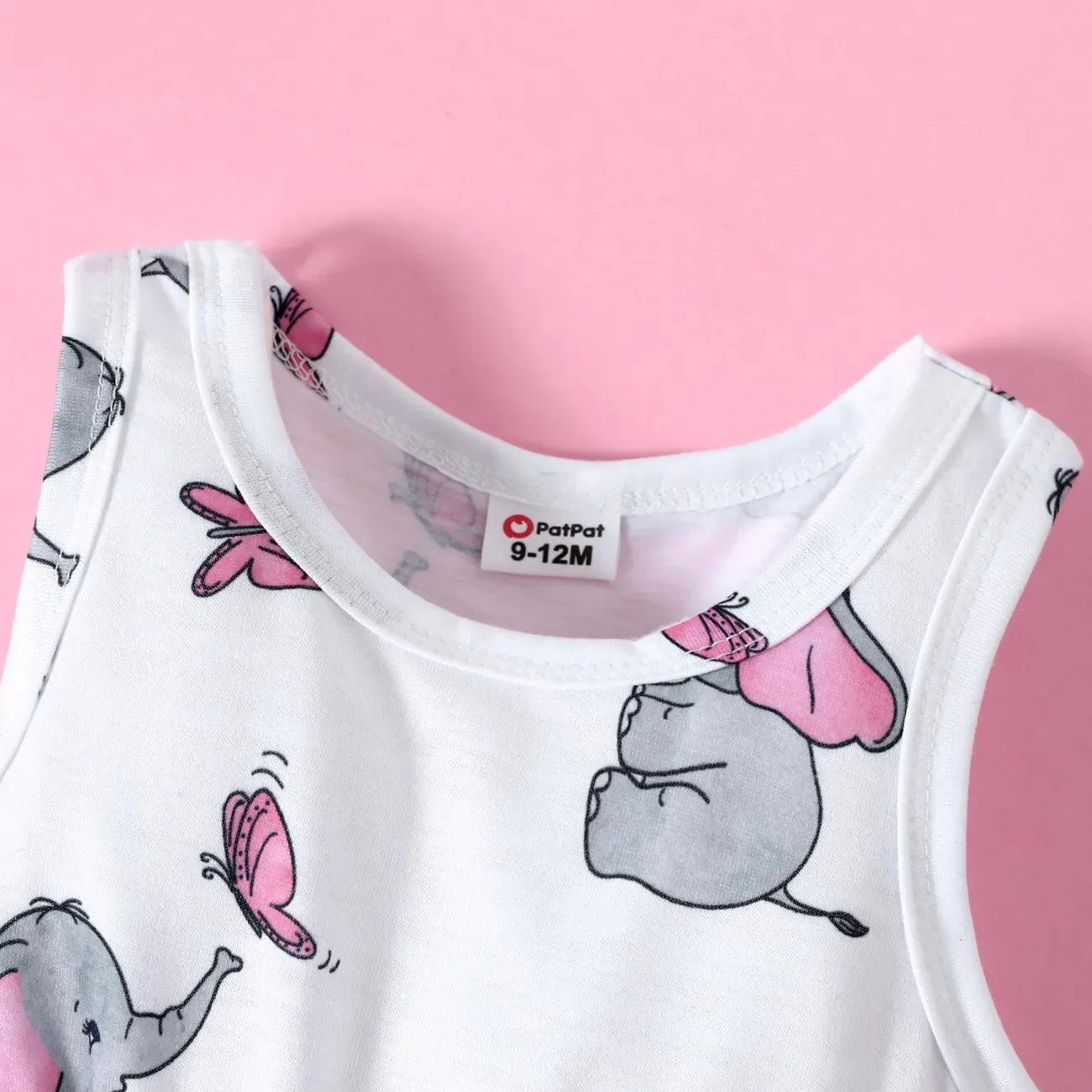 Cotton Long-sleeve Cardigan & Allover Elephant Print Naia Tank Dress Set - Baby Girl (2Pcs)