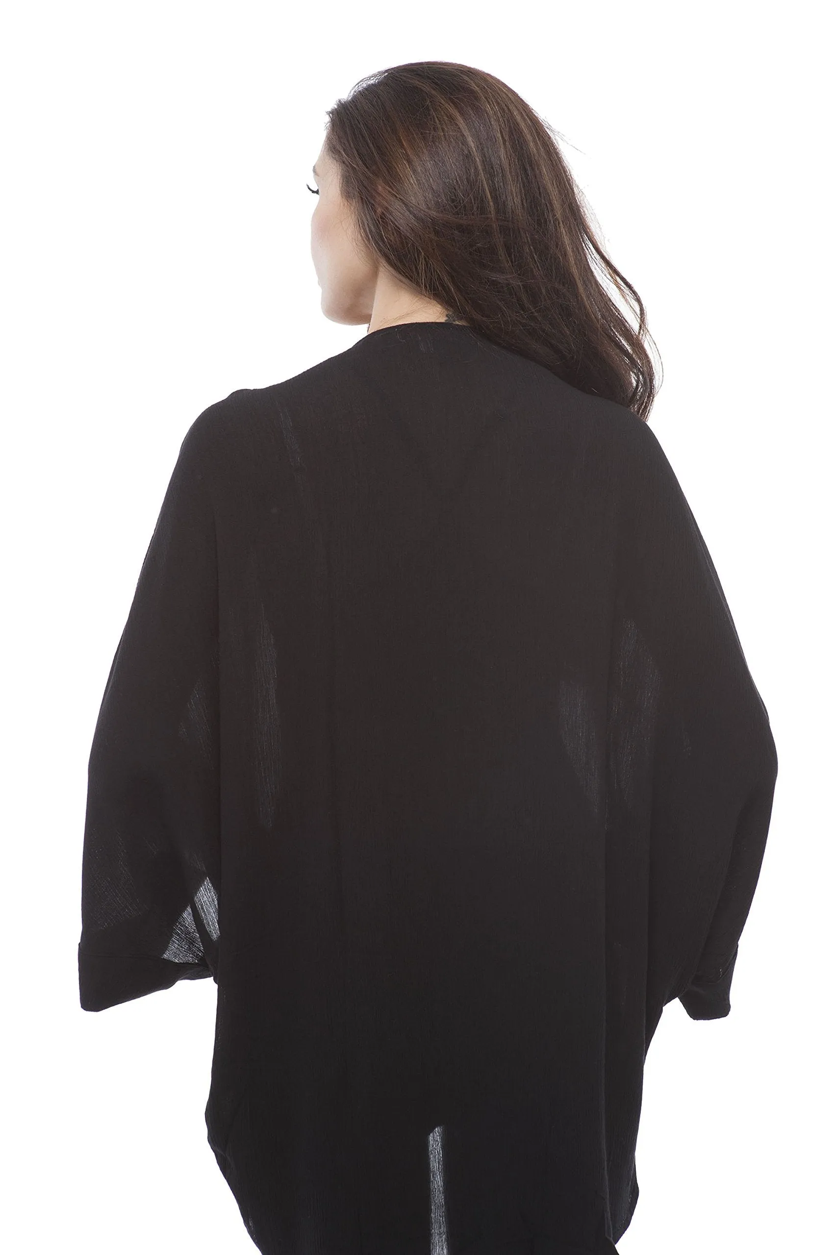 crinkled gauze open front cardigan kimono