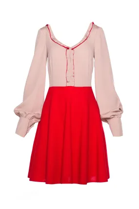 DECARY PINK AND RED FEMININE DRESS