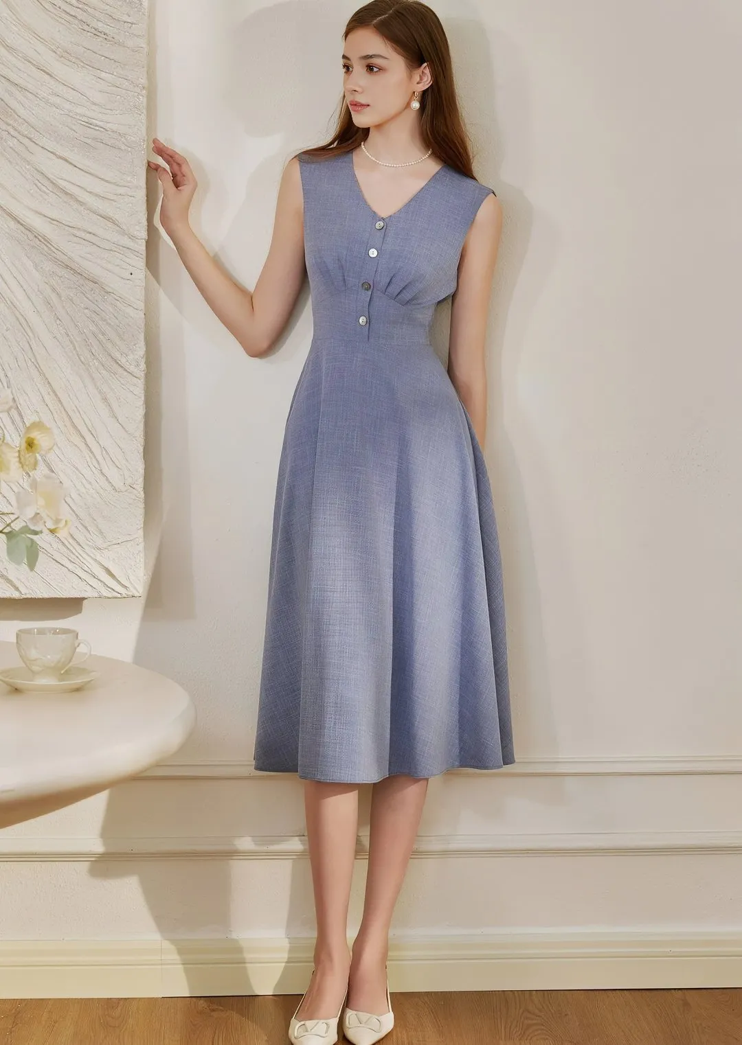 DENIM BLUE WAIST DRESS