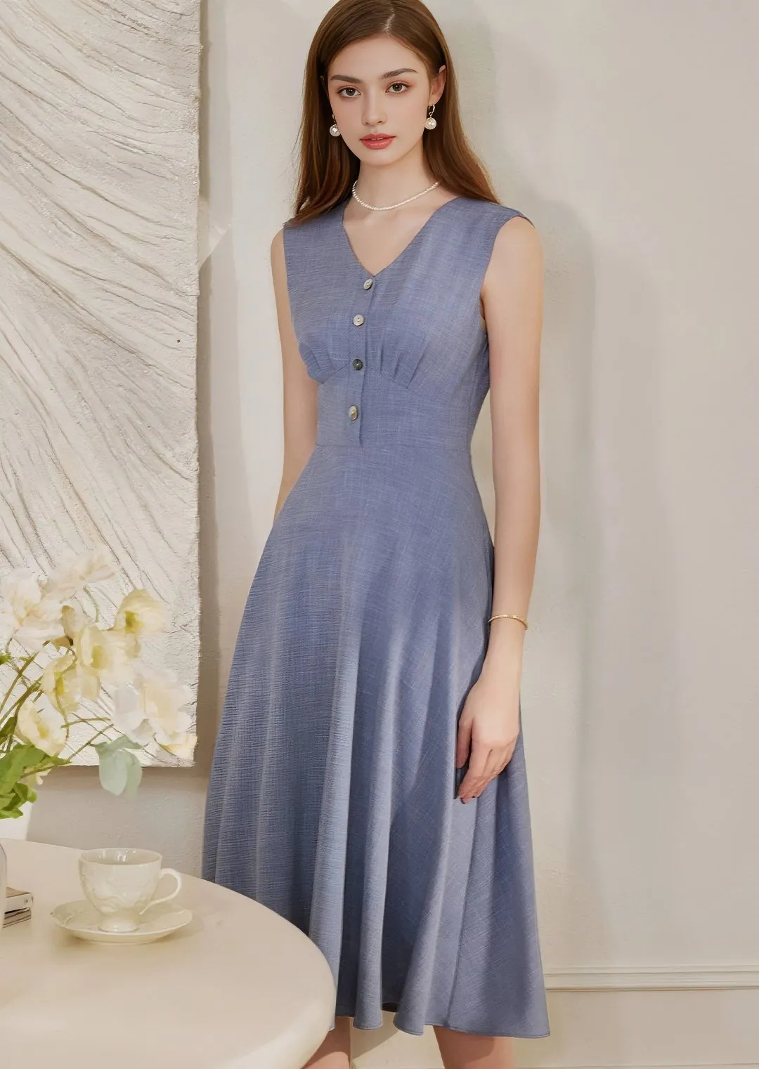 DENIM BLUE WAIST DRESS