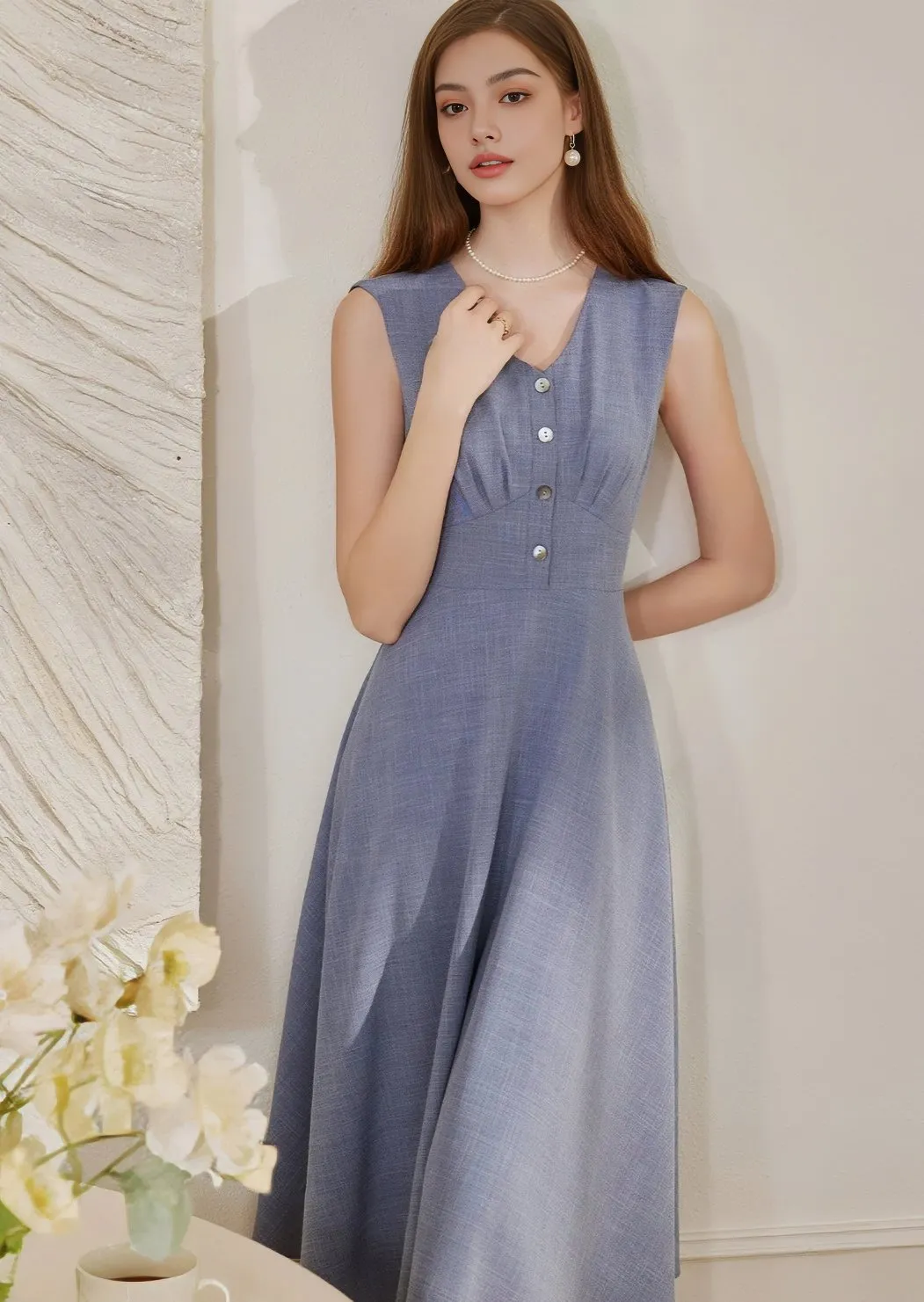 DENIM BLUE WAIST DRESS