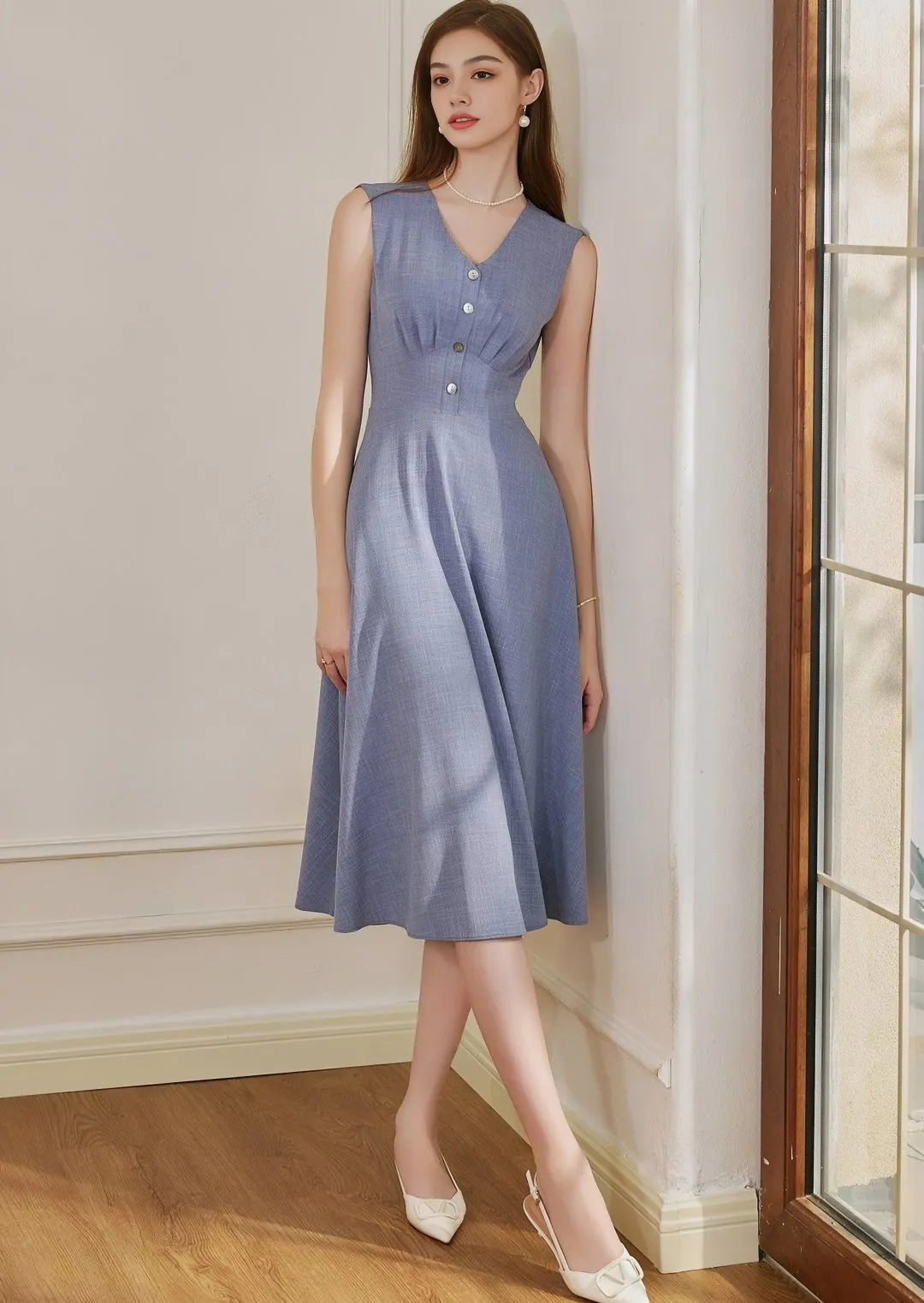 DENIM BLUE WAIST DRESS