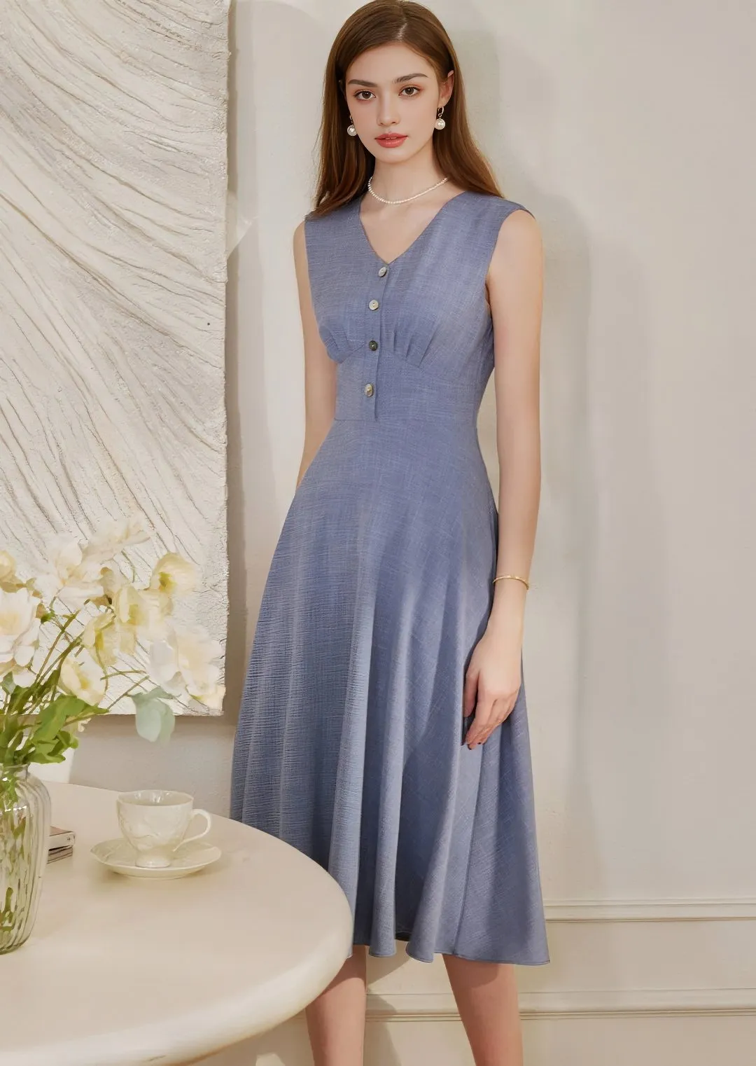 DENIM BLUE WAIST DRESS