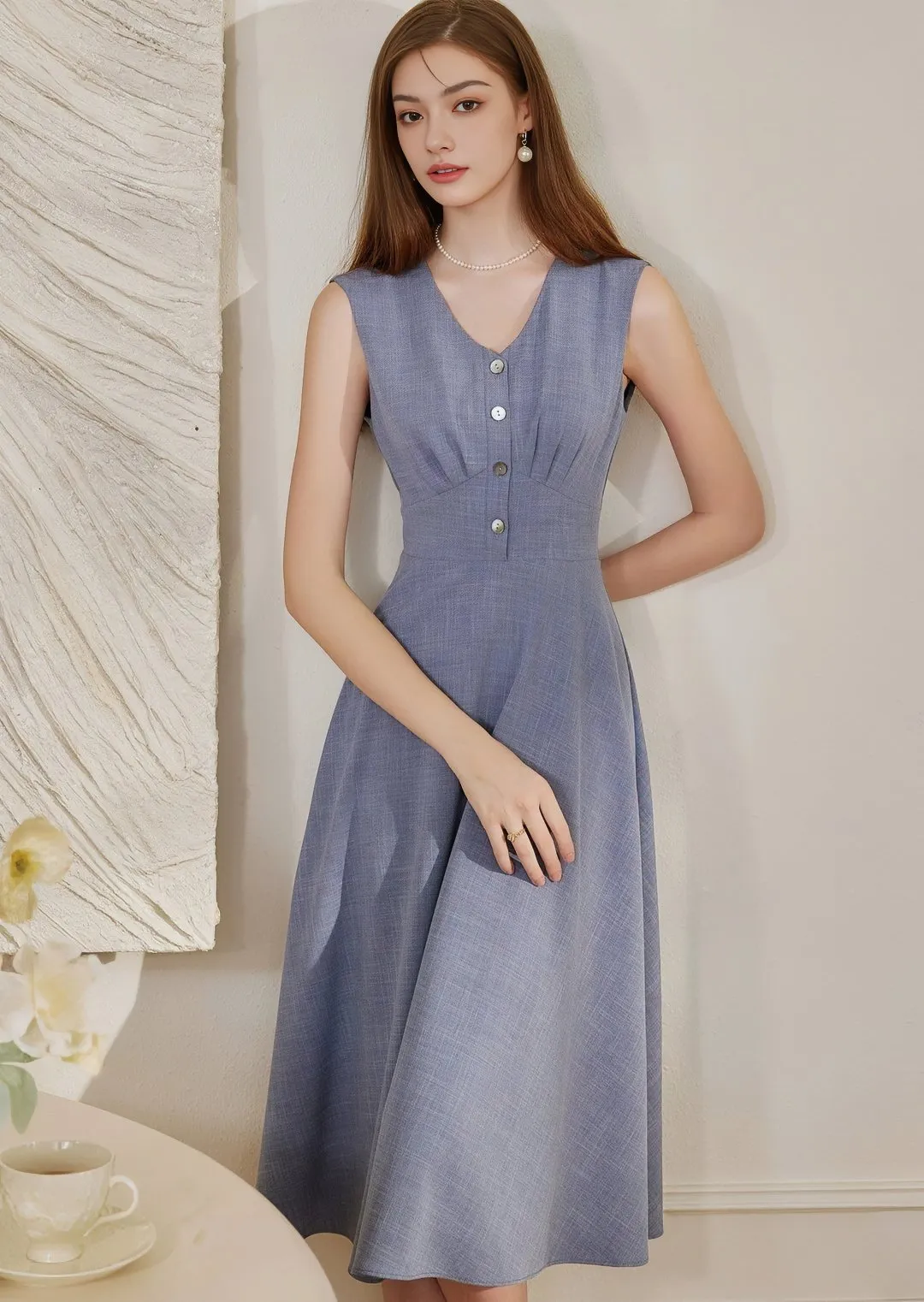 DENIM BLUE WAIST DRESS