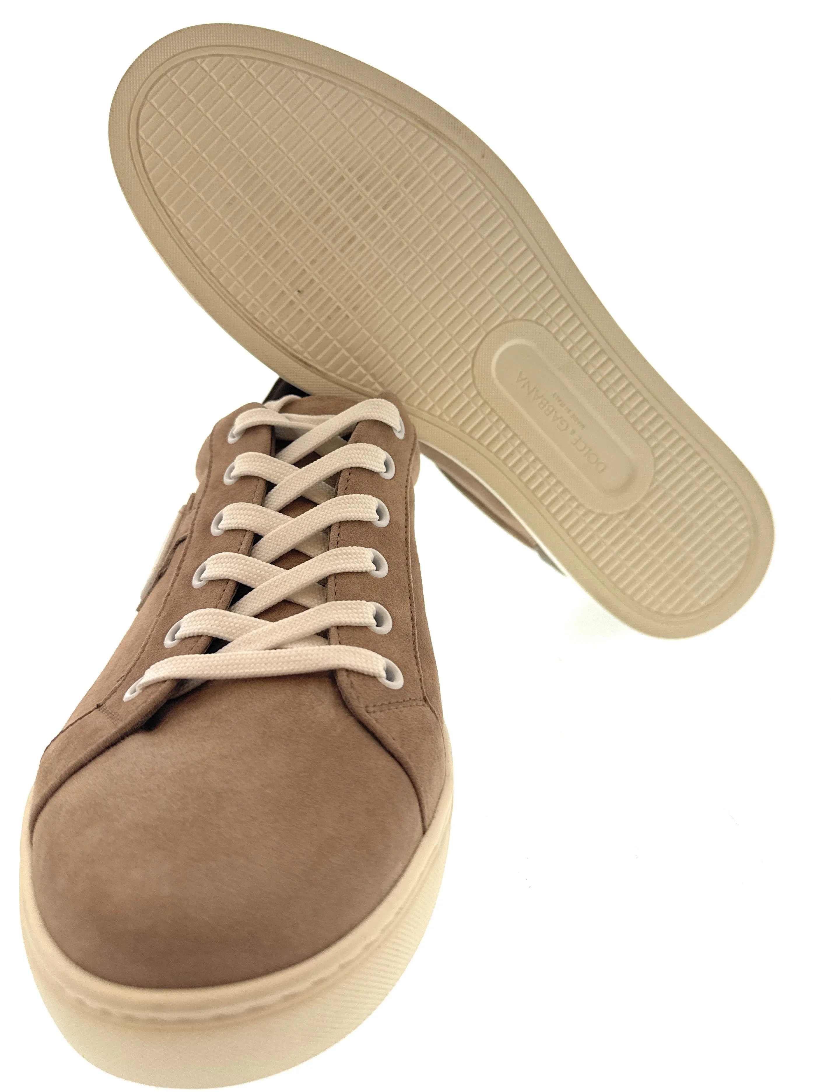Dolce & Gabbana White Graffiti Logo Leather Sneakers-EU35.5