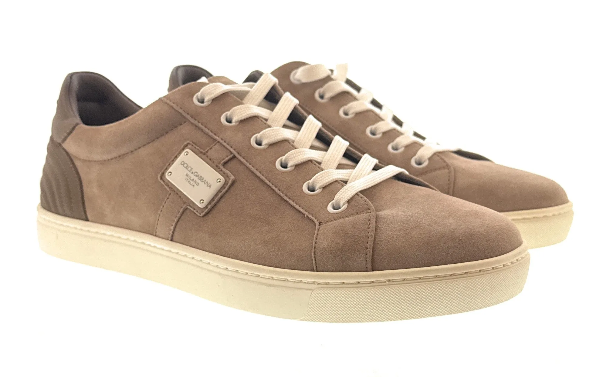 Dolce & Gabbana White Graffiti Logo Leather Sneakers-EU35.5