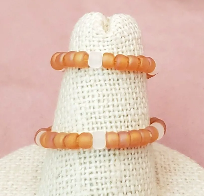 Elastic Rings in AB Amber Yellow   Orange   Clear, Set of 2, Simple, Boho, Bohemian, Minimalist, Stackable, Choice of Colors, Group Z