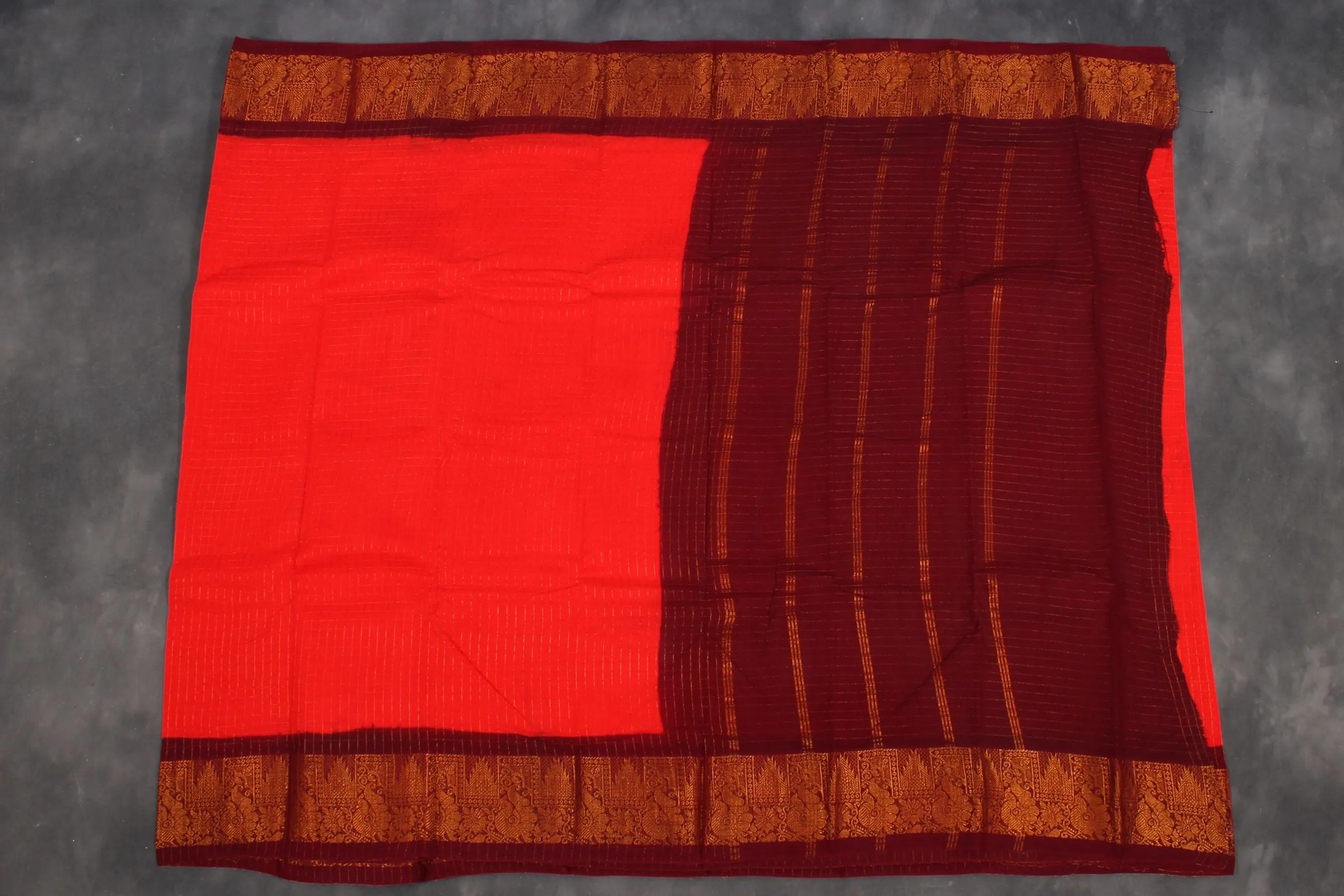Elegant Madurai Sungudi Cotton Saree with Golden Checks and Zari Border