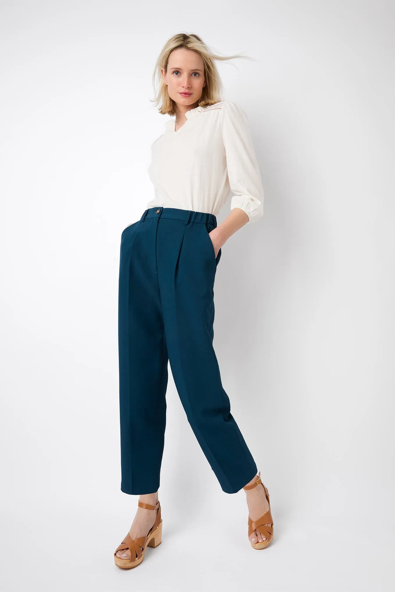 Ellie Straight Tailored Trouser - Teal