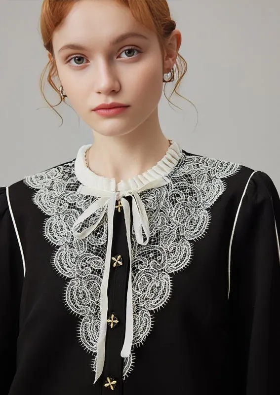 EMBROIDERED A-LINE LOOSE BLACK DRESS