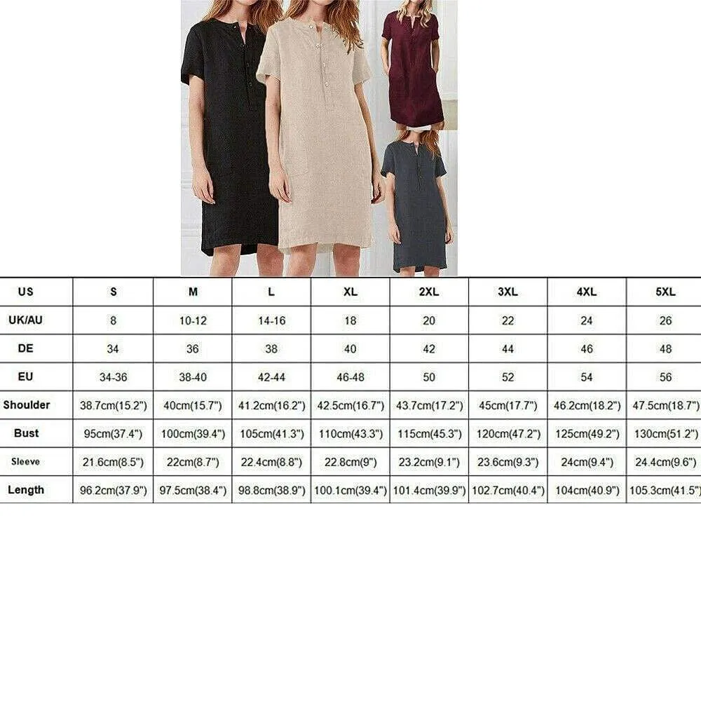 FashionSierra - Fashion Women Summer Solid O Neck Short Sleeve Sundress