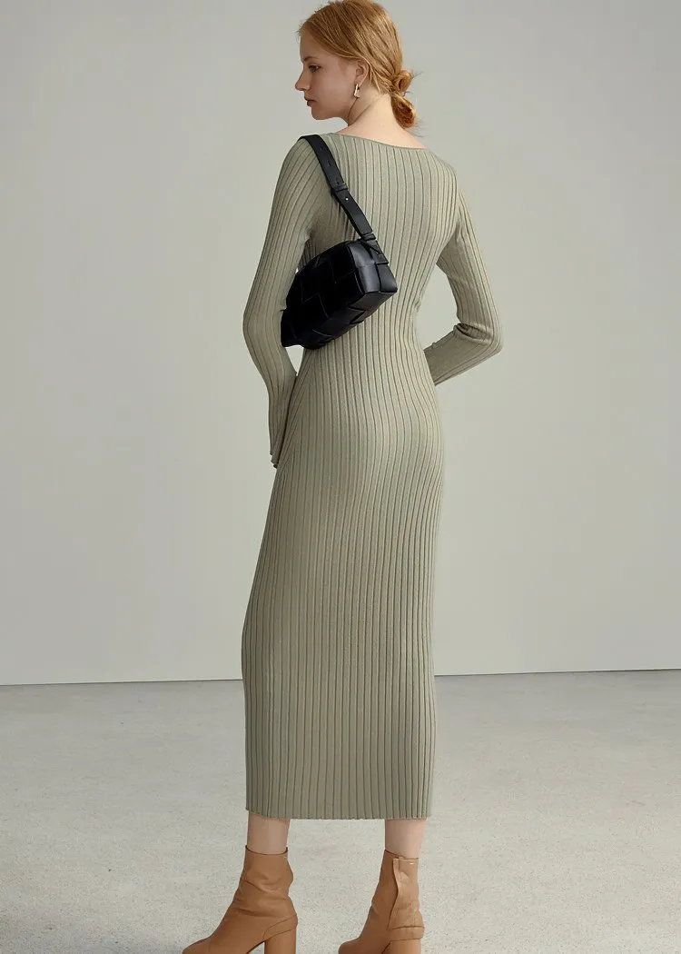 FLARE SLEEVE SLIT DRESS
