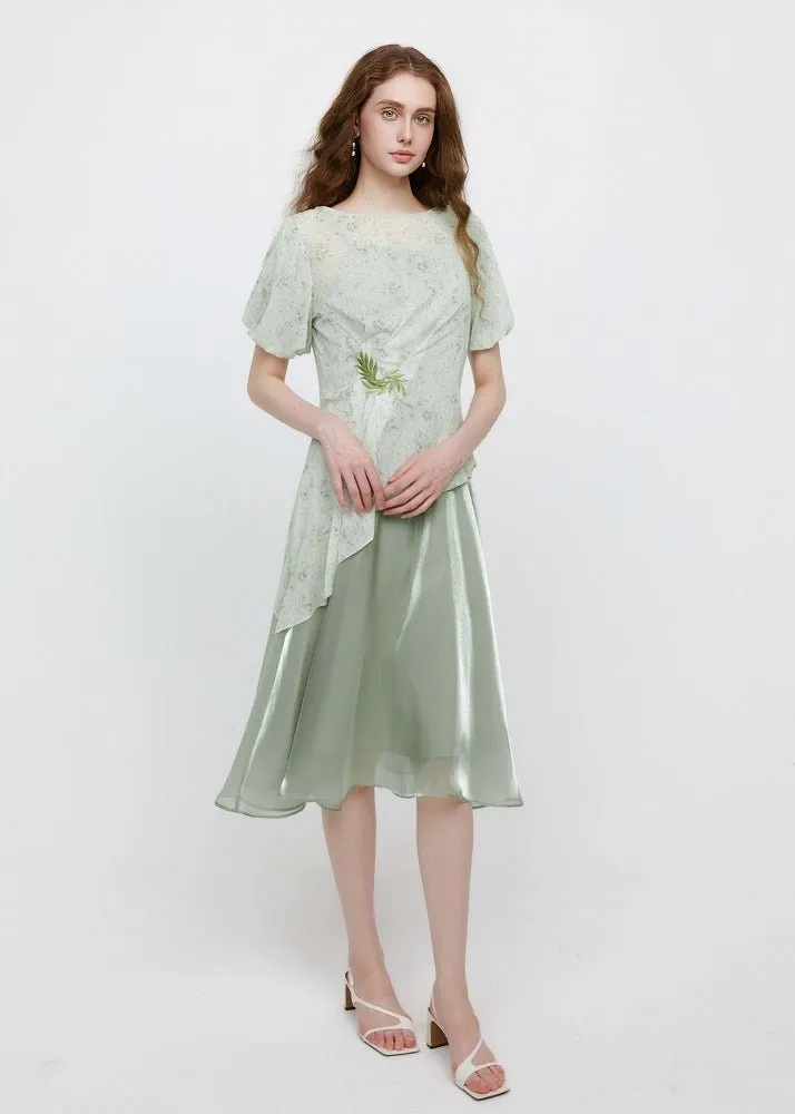 FLORAL PUFF SLEEVE DRESS SET