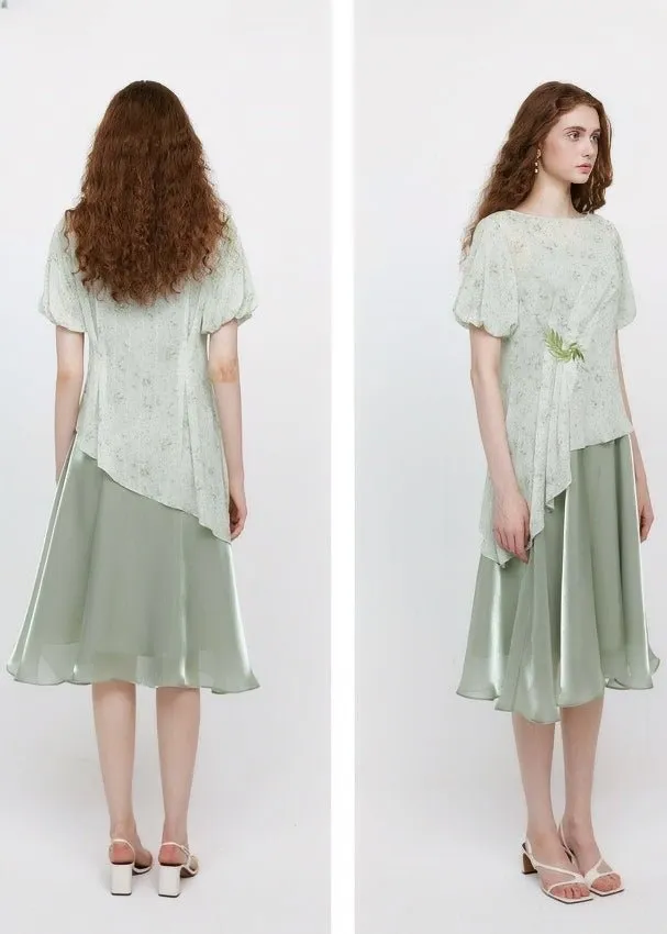 FLORAL PUFF SLEEVE DRESS SET